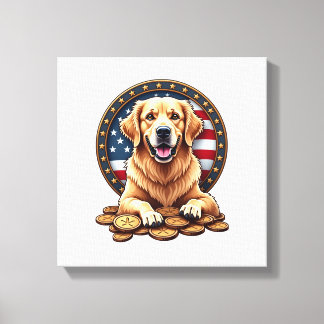 Patriotisk Guldhund Staplad Mynt Tröja Canvastryck