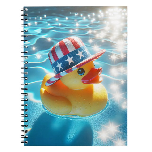Patriotisk Gult Rubber Anka i Bassäng Anteckningsbok (Framsidan)