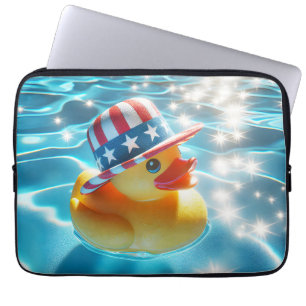 Patriotisk Gult Rubber Anka i Bassäng Laptop Fodral
