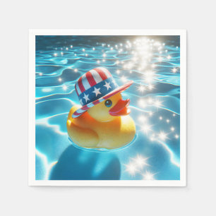 Patriotisk Gult Rubber Anka i Bassäng Pappersservett