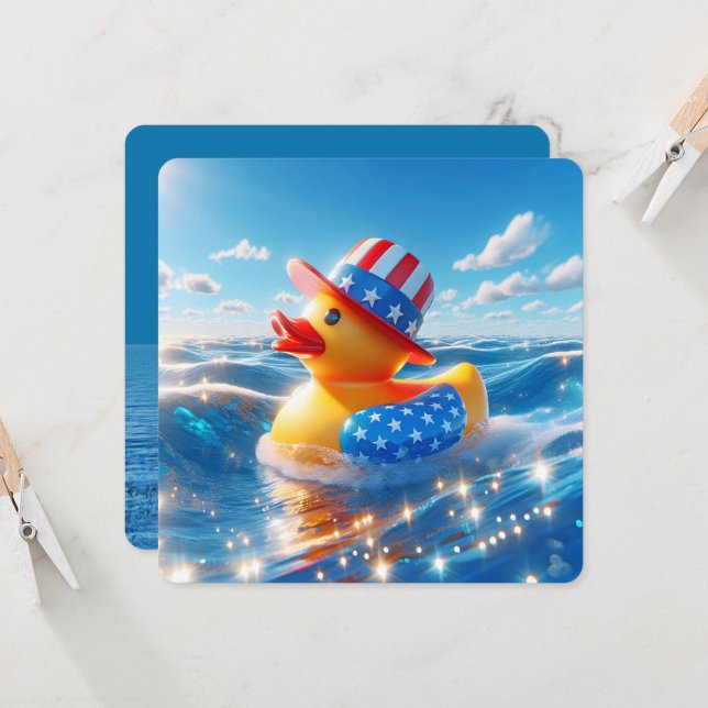 Patriotisk Gult Rubber Anka Party Inbjudningar (Fram/Back In Situ)