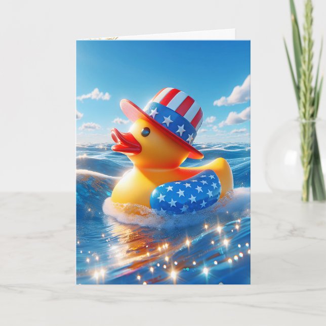 Patriotisk Gult Rubber Anka vid Vatten Kort (Framsida)