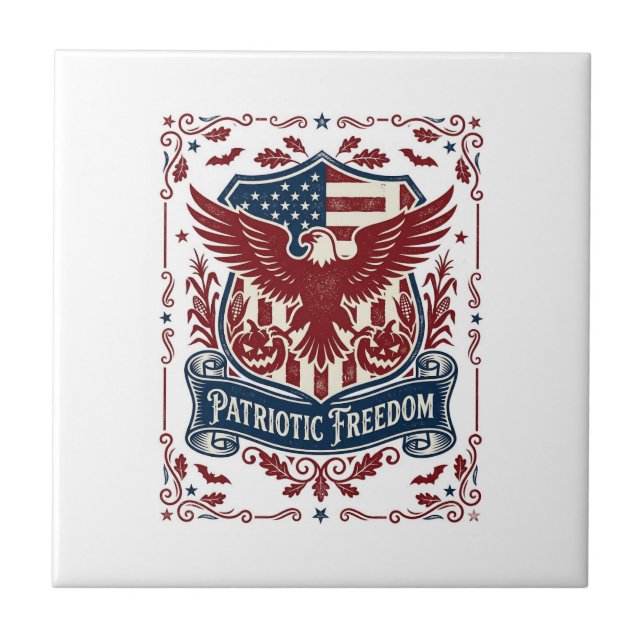 Patriotisk Halloween Vector Grafisk T-shirt Kakelplatta (Framsidan)