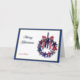 Patriotisk hälsning för stjärnakrangod jul helgkort
