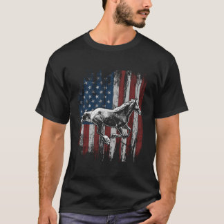 Patriotisk häst amerikansk flagga ridning t shirt