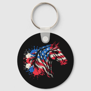 Patriotisk häst amerikansk flagga splash art Patri Nyckelring