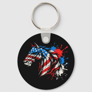 Patriotisk häst amerikansk flagga splash art Patri Nyckelring