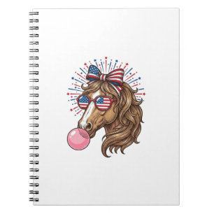 Patriotisk Häst Bubble Gum Vintage Vector T-Shirt  Anteckningsbok