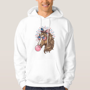 Patriotisk Häst Bubble Gum Vintage Vector T-Shirt Hoodie