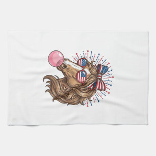 Patriotisk Häst Bubble Gum Vintage Vector T-Shirt  Kökshandduk
