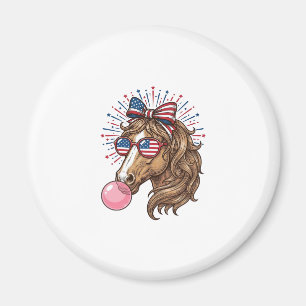 Patriotisk Häst Bubble Gum Vintage Vector T-Shirt Magnet