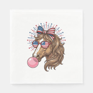 Patriotisk Häst Bubble Gum Vintage Vector T-Shirt Pappersservett