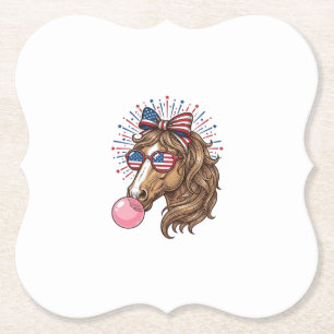 Patriotisk Häst Bubble Gum Vintage Vector T-Shirt Underlägg Papper