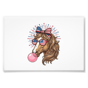 Patriotisk Häst Bubble Gum Vintage Vector Tröja De Fototryck