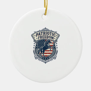 Patriotisk Häst Ranch Mamma Vektor Grafisk T-Shirt Julgransprydnad Keramik