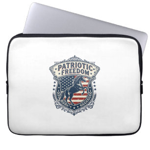 Patriotisk Häst Ranch Mamma Vektor Grafisk Tee_1 Laptop Fodral