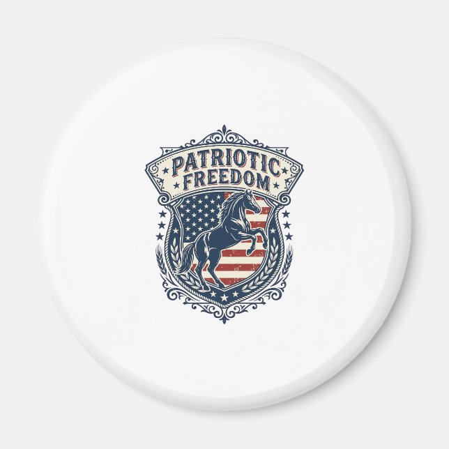 Patriotisk Häst Ranch Mamma Vektor Grafisk Tee_1 Magnet (Framsidan)
