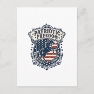 Patriotisk Häst Ranch Mamma Vektor Grafisk Tee_1 Vykort