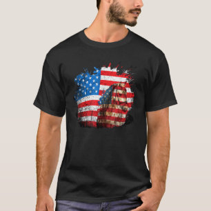 Patriotisk Häst USA Flagga Ridning Oberoende T Shirt