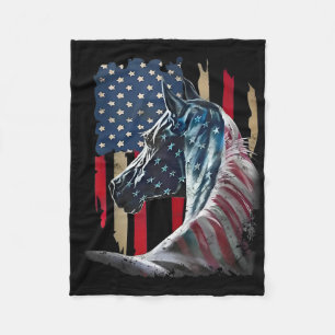 Patriotisk Häst Usa Flagga Vintage Häst 4:e Juli Fleecefilt