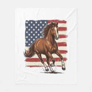 Patriotisk Häst Vintage Western Vektor Design_1 Fleecefilt