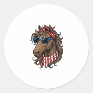 Patriotisk Hästhuvud Vektor T-Shirt Design_1 Runt Klistermärke