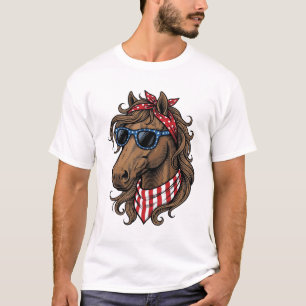Patriotisk Hästhuvud Vektor Tröja Design_1