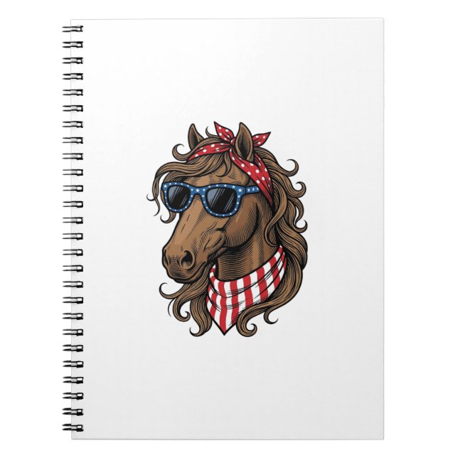 Patriotisk Hästhuvud Vektor Tröja Design_1 Anteckningsbok (Framsidan)