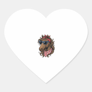 Patriotisk Hästhuvud Vektor Tröja Design_1 Hjärtformat Klistermärke