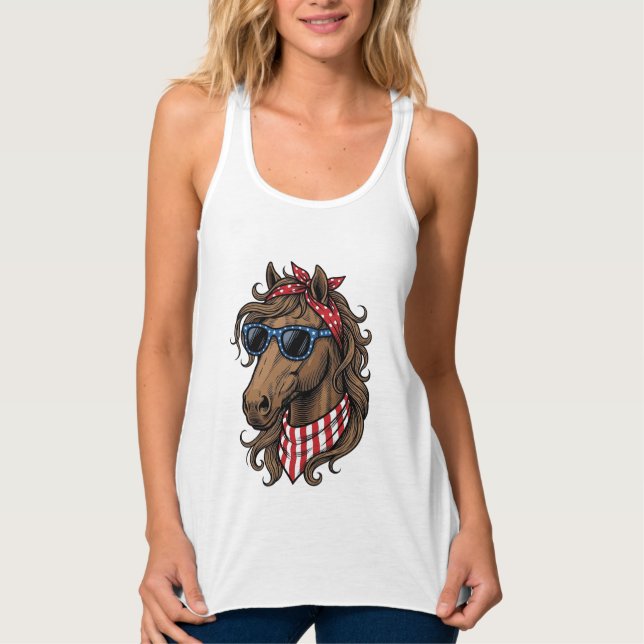 Patriotisk Hästhuvud Vektor Tröja Design_1 Linne Med Racerback (Framsida)