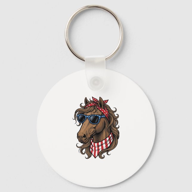 Patriotisk Hästhuvud Vektor Tröja Design_1 Nyckelring (Framsida)