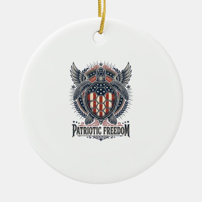 Patriotisk havssköldpadda julgransprydnad keramik (Framsidan)