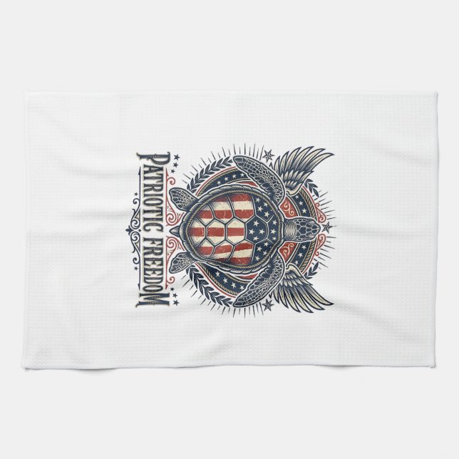 Patriotisk havssköldpadda kökshandduk (Horisontell)