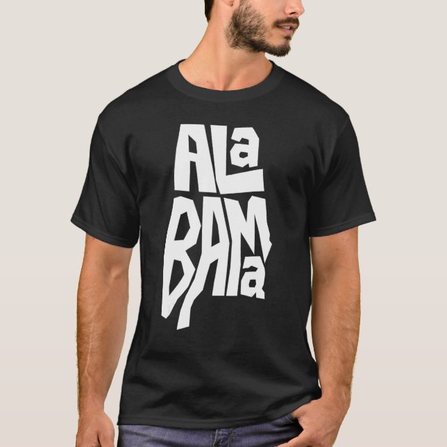 Patriotisk hemkarta över Alabama textformdesign T Shirt (Framsida)