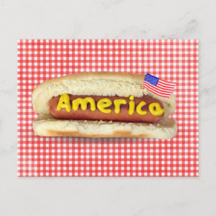 Patriotisk Hett Hund om Gingham Postcard Vykort