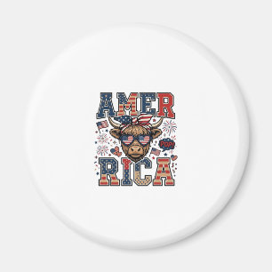 Patriotisk Highland Ko Amerika 4 juli T-shirt_1 Magnet