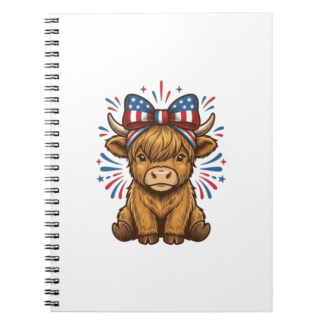 Patriotisk Highland Ko Båge Vektor Design (2)_1 Anteckningsbok (Framsidan)