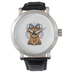 Patriotisk Highland Ko Båge Vektor Design (2)_1 Armbandsur