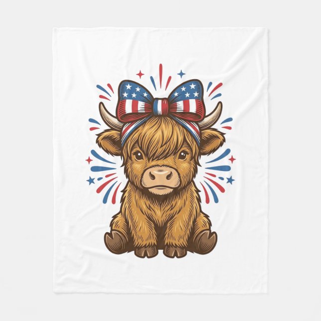 Patriotisk Highland Ko Båge Vektor Design (2)_1 Fleecefilt (Framsidan)