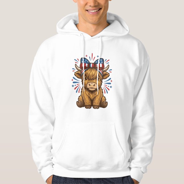 Patriotisk Highland Ko Båge Vektor Design (2)_1 Hoodie (Framsida)