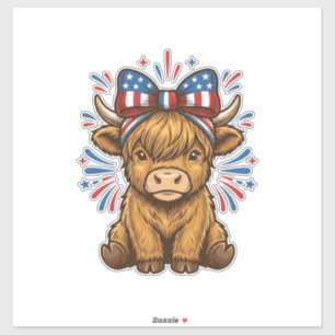 Patriotisk Highland Ko Båge Vektor Design (2)_1 Klistermärken