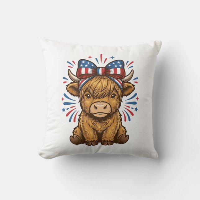 Patriotisk Highland Ko Båge Vektor Design (2)_1 Kudde (Framsida)