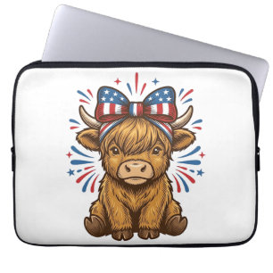 Patriotisk Highland Ko Båge Vektor Design (2)_1 Laptop Fodral