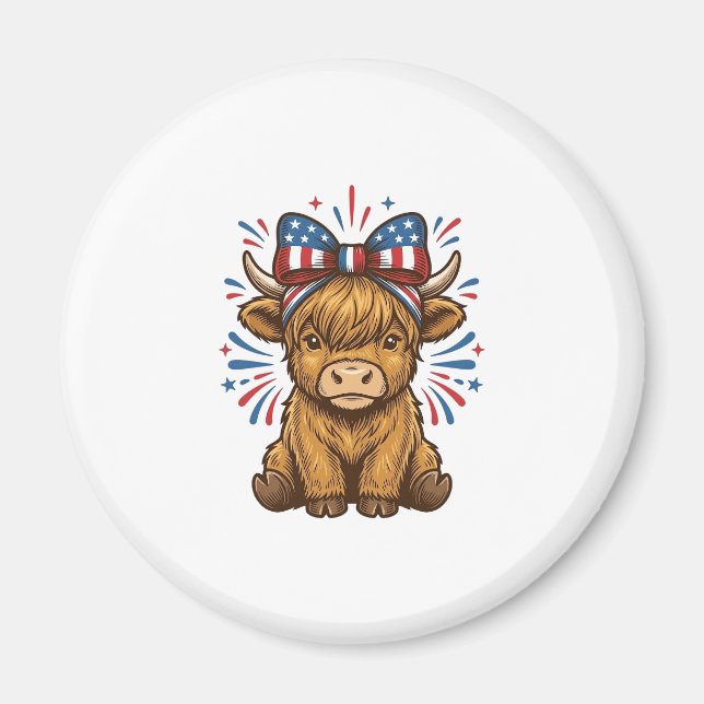 Patriotisk Highland Ko Båge Vektor Design (2)_1 Magnet (Framsidan)