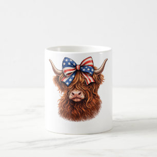 Patriotisk Highland Ko Bow Fjärde Juli Tröja Kaffemugg