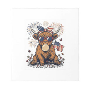 Patriotisk Highland Ko Bubblegum Vintage Gravyr Anteckningsblock