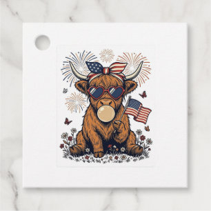 Patriotisk Highland Ko Bubblegum Vintage Gravyr Gåvor Etiketter