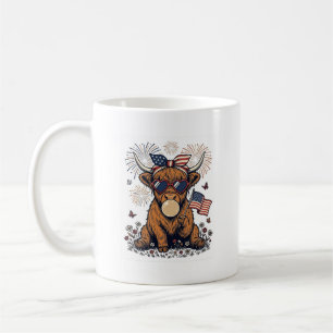 Patriotisk Highland Ko Bubblegum Vintage Gravyr Kaffemugg