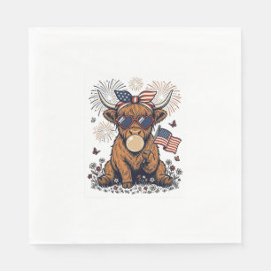 Patriotisk Highland Ko Bubblegum Vintage Gravyr Pappersservett