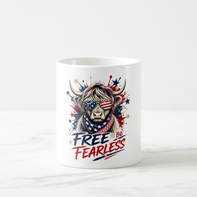 Patriotisk Highland Ko Fria Att Vara Rädda Kaffe  Kaffemugg (Center)